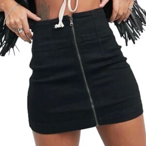 Free People Virgo Black ZIp Up Mini Skirt